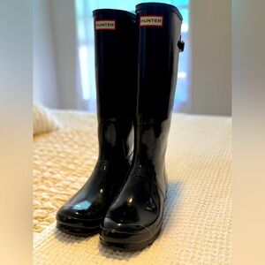Women's Original Back Adjustable Tall Rain Boots - Glossy Black - Size 11 US